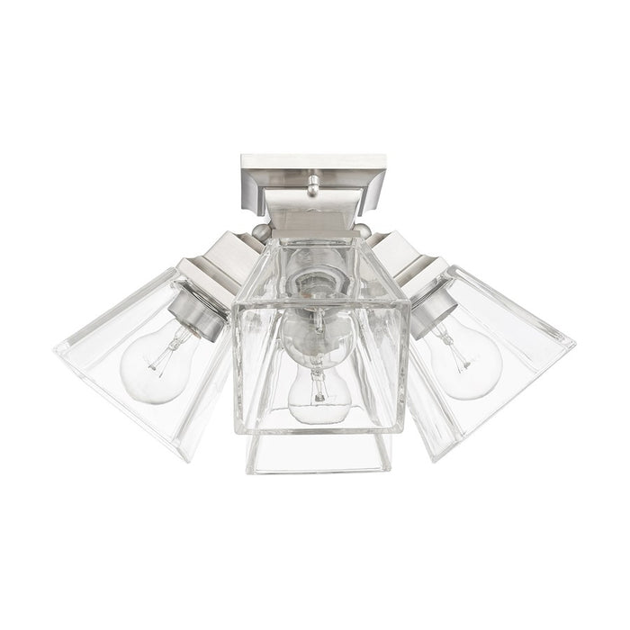 Livex Mission 4 Light Flush Mount , Brushed Nickel/Clear Glass