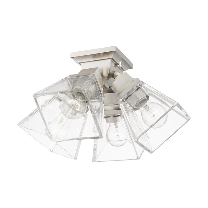 Livex Mission 4 Light Flush Mount , Brushed Nickel/Clear Glass