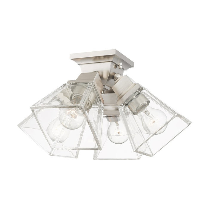 Livex Mission 4 Light Flush Mount , Brushed Nickel/Clear Glass