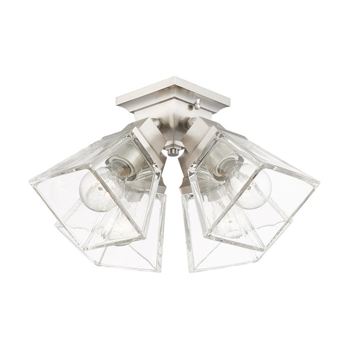 Livex Mission 4 Light Flush Mount , Brushed Nickel/Clear Glass