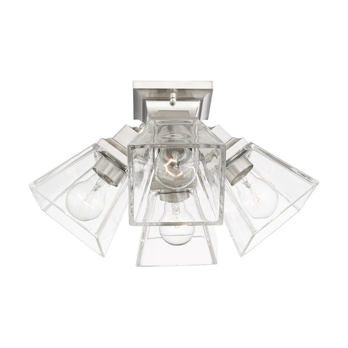 Livex Mission 4 Light Flush Mount , Brushed Nickel/Clear Glass