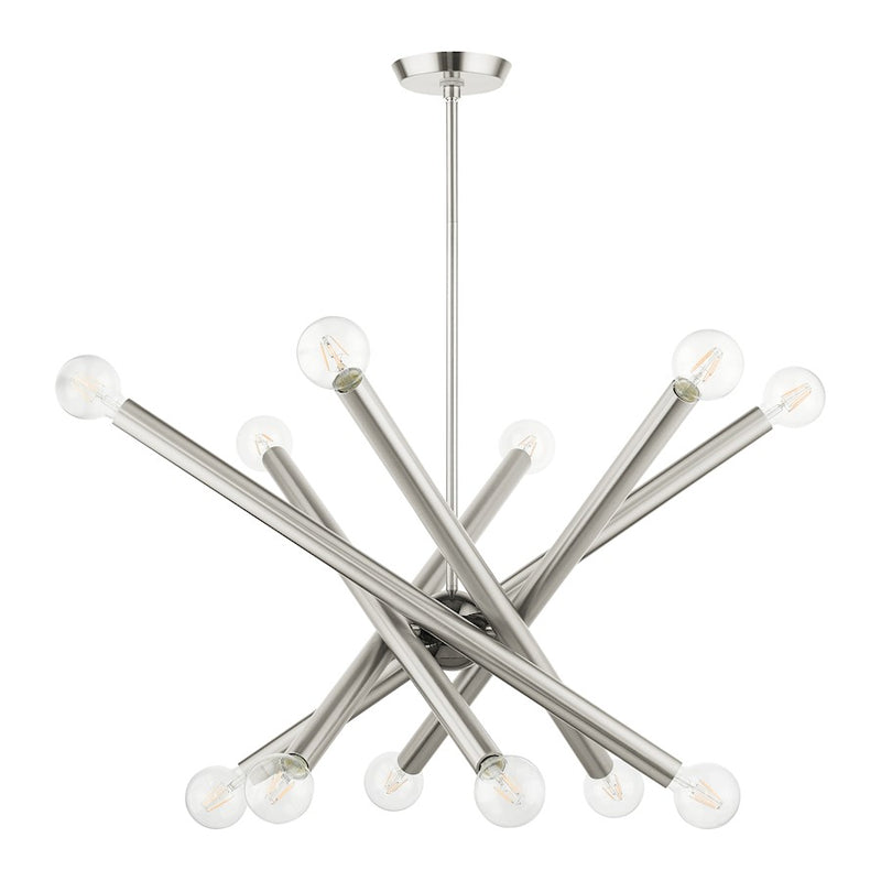 Livex Stafford 12 Light Chandelier, Brushed Nickel