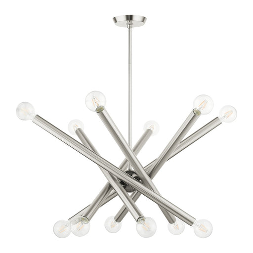 Livex Stafford 12 Light Chandelier, Brushed Nickel