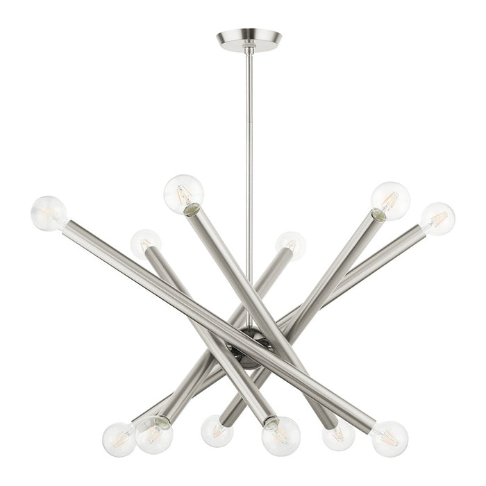 Livex Stafford 12 Light Chandelier, Brushed Nickel