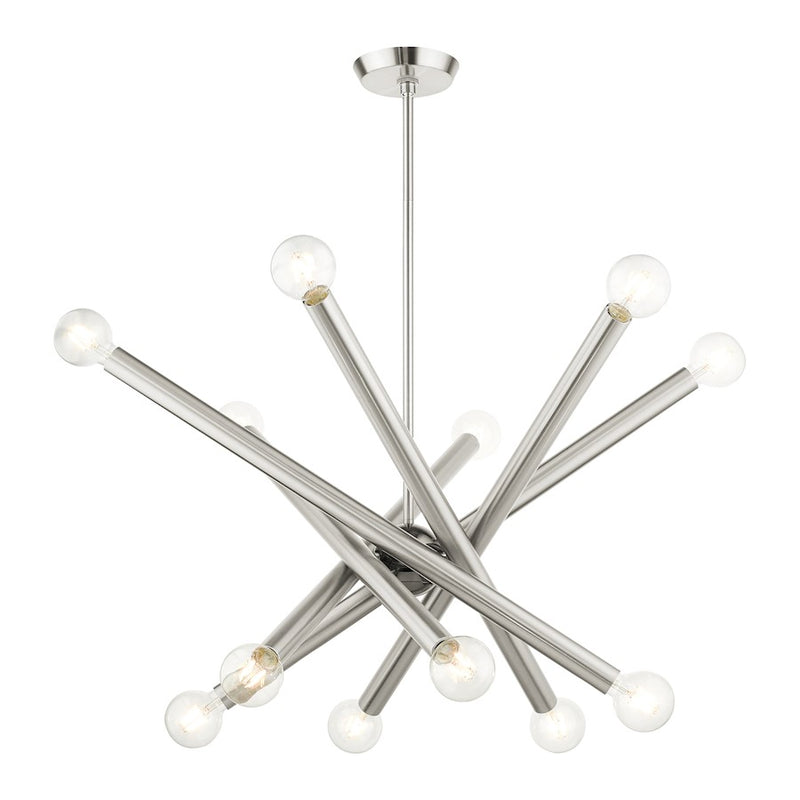 Livex Stafford 12 Light Chandelier, Brushed Nickel