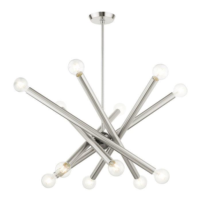 Livex Stafford 12 Light Chandelier, Brushed Nickel