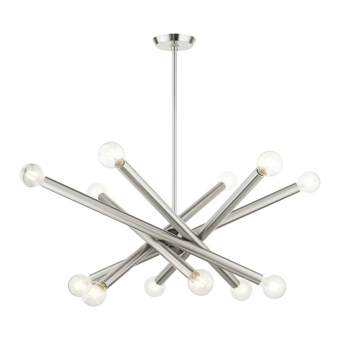 Livex Stafford 12 Light Chandelier, Brushed Nickel