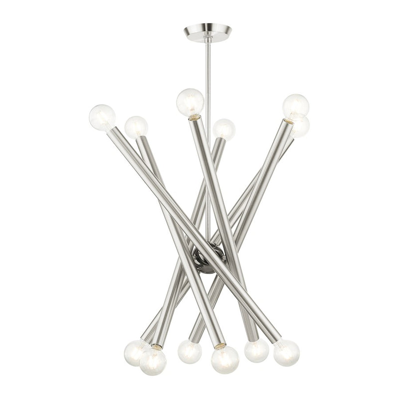 Livex Stafford 12 Light Chandelier, Brushed Nickel