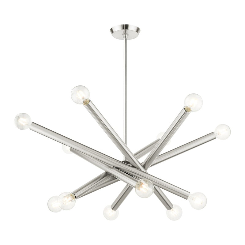 Livex Stafford 12 Light Chandelier, Brushed Nickel