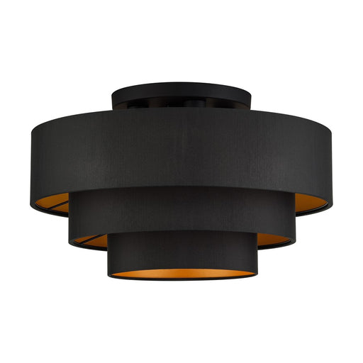 Livex Sentosa 4Lt Extra Large Semi-Flush, Black/Black/Orange