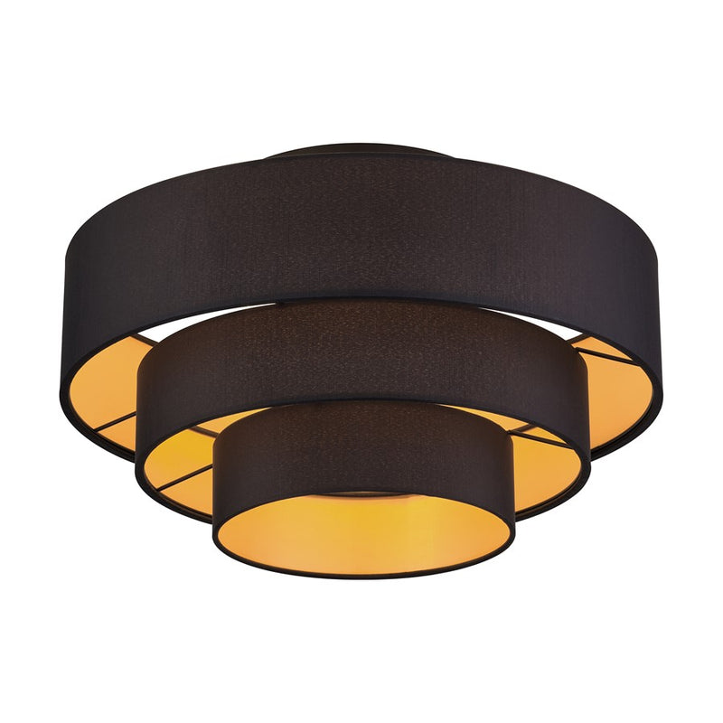 Livex Sentosa 4Lt Extra Large Semi-Flush, Black/Black/Orange