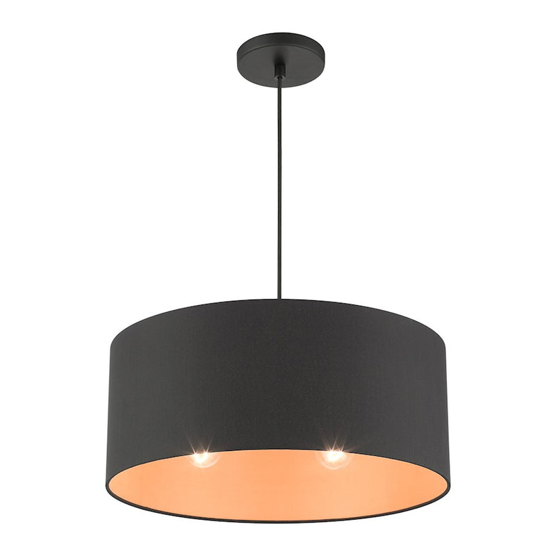 Livex Sentosa 3 Light Drum Pendant, Black