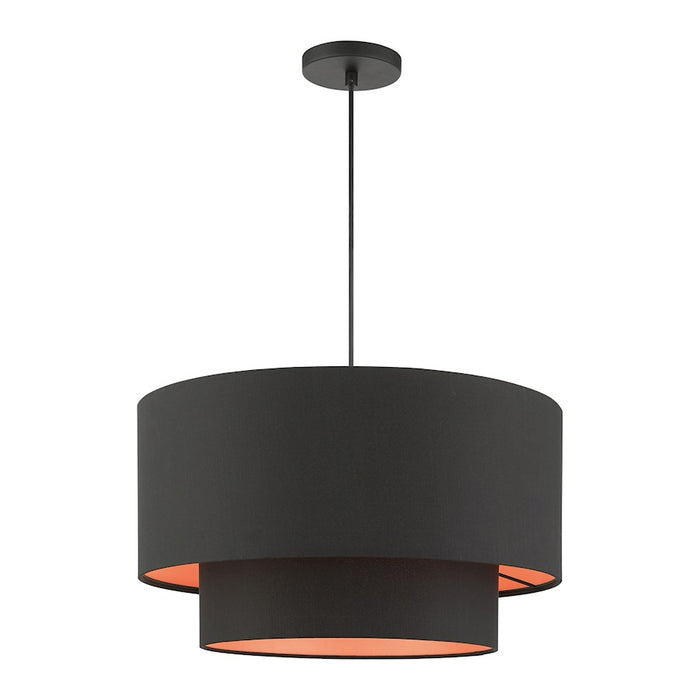 Livex Sentosa 3 Light Double Drum Pendant, Black