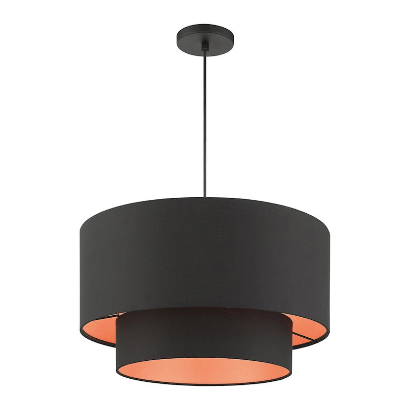 Livex Sentosa 3 Light Double Drum Pendant, Black