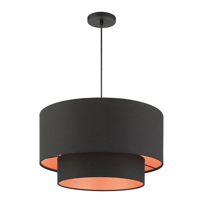 Livex Sentosa 3 Light Double Drum Pendant, Black