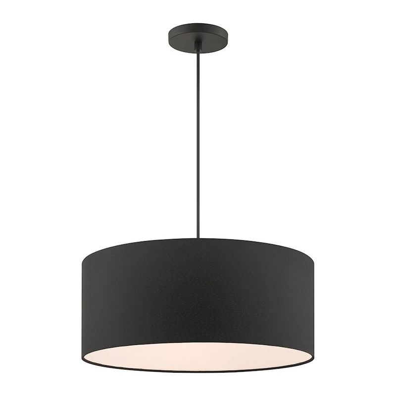 Livex Bainbridge 3 Light Drum Pendant, Black