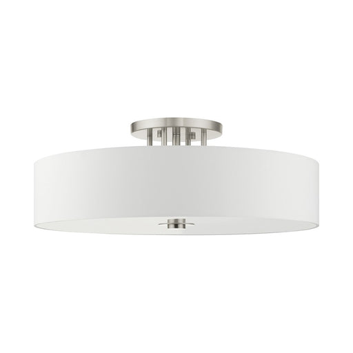 Livex Meridian 6 Light Drum Semi Flush Mount, Nickel