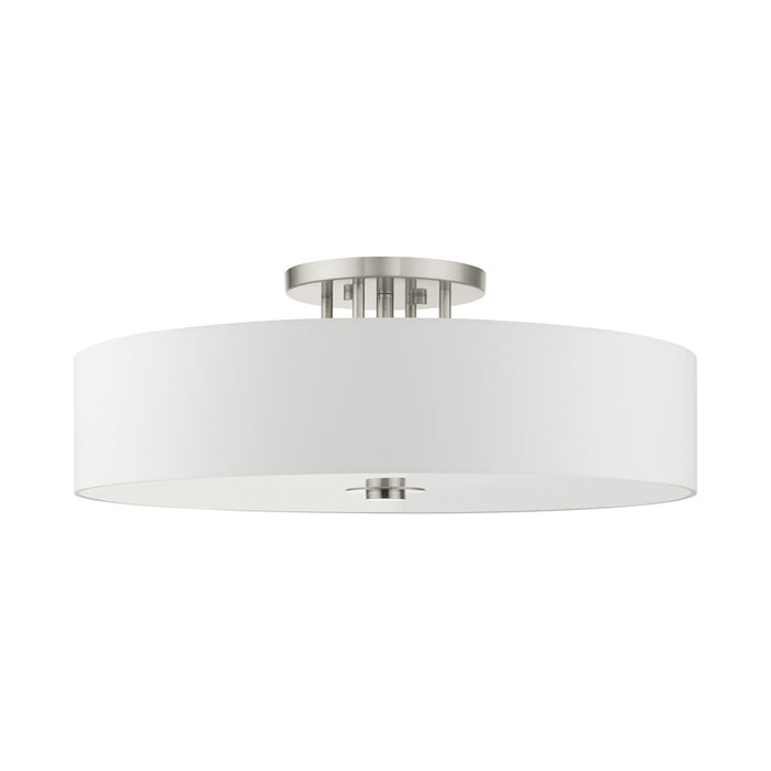 Livex Meridian 6 Light Drum Semi Flush Mount, Nickel
