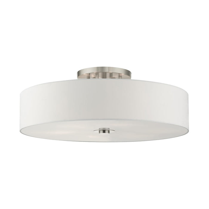 Livex Meridian 6 Light Drum Semi Flush Mount, Nickel