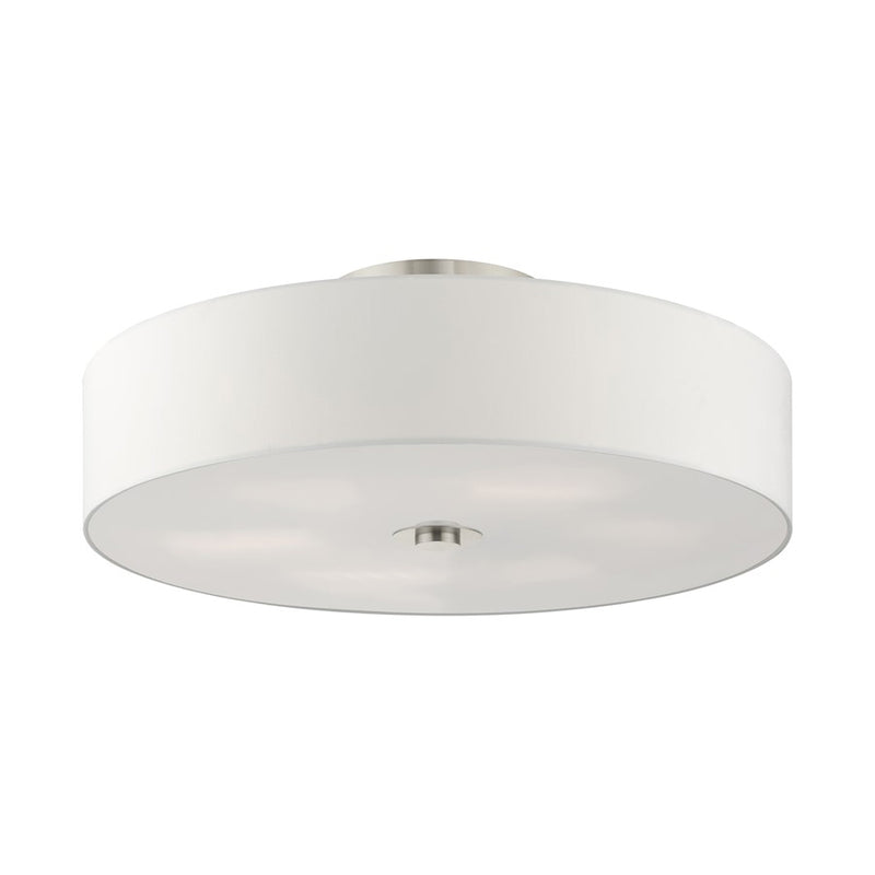 Livex Meridian 6 Light Drum Semi Flush Mount, Nickel