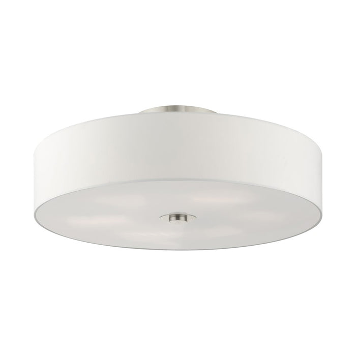 Livex Meridian 6 Light Drum Semi Flush Mount, Nickel