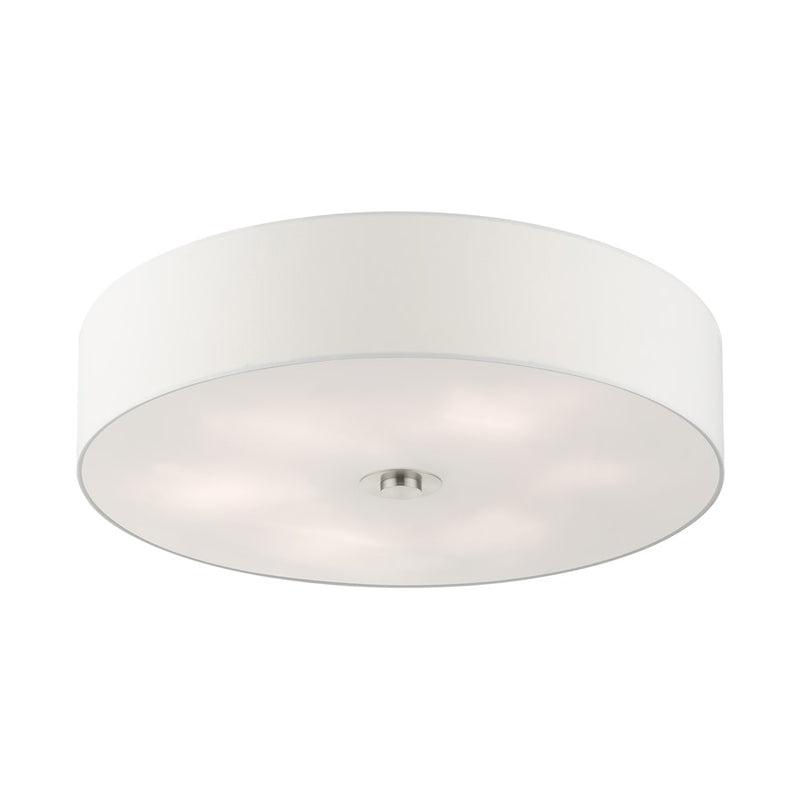 Livex Meridian 6 Light Drum Semi Flush Mount, Nickel