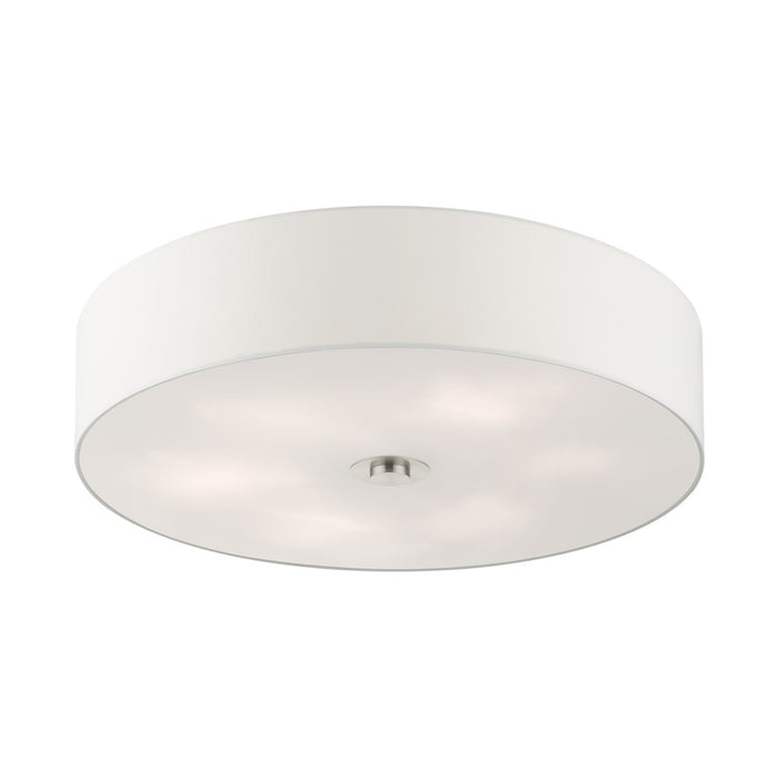 Livex Meridian 6 Light Drum Semi Flush Mount, Nickel