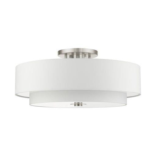 Livex Meridian 6 Light Semi Flush Mount, Nickel