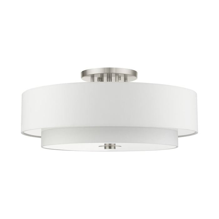Livex Meridian 6 Light Semi Flush Mount, Nickel
