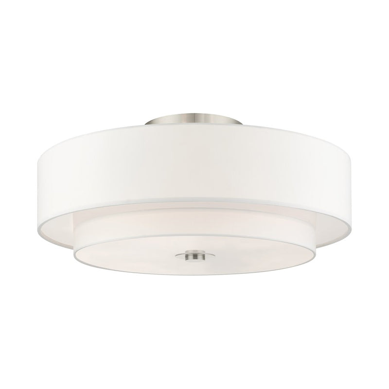 Livex Meridian 6 Light Semi Flush Mount, Nickel