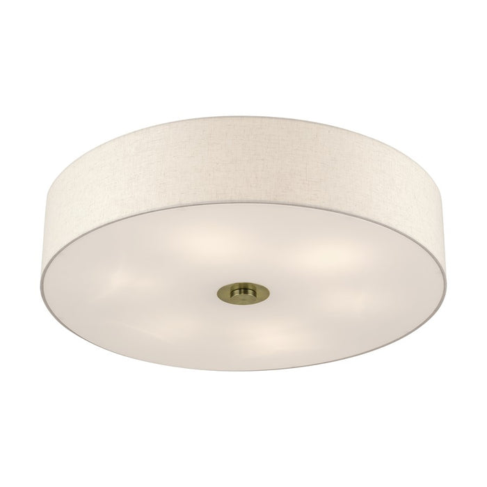Livex Monroe 6Lt 11" Semi-Flush, Brass/Oatmeal/White