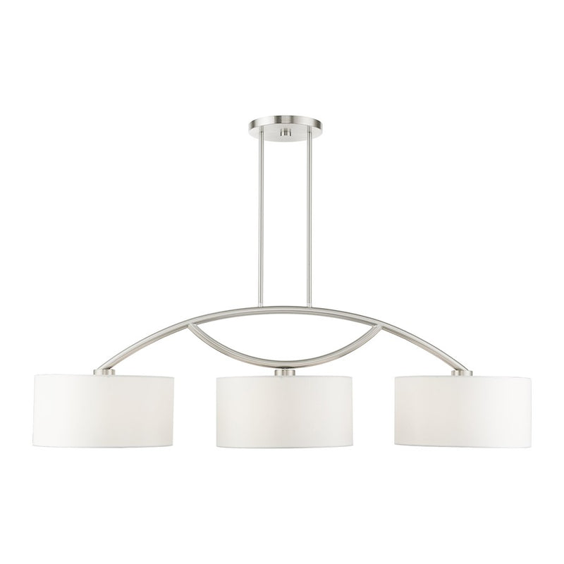 Livex Meridian 3 Light Linear Arched Chandelier, Brushed Nickel
