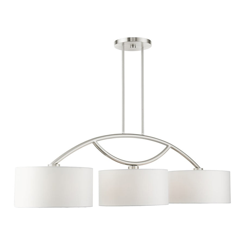 Livex Meridian 3 Light Linear Arched Chandelier, Brushed Nickel
