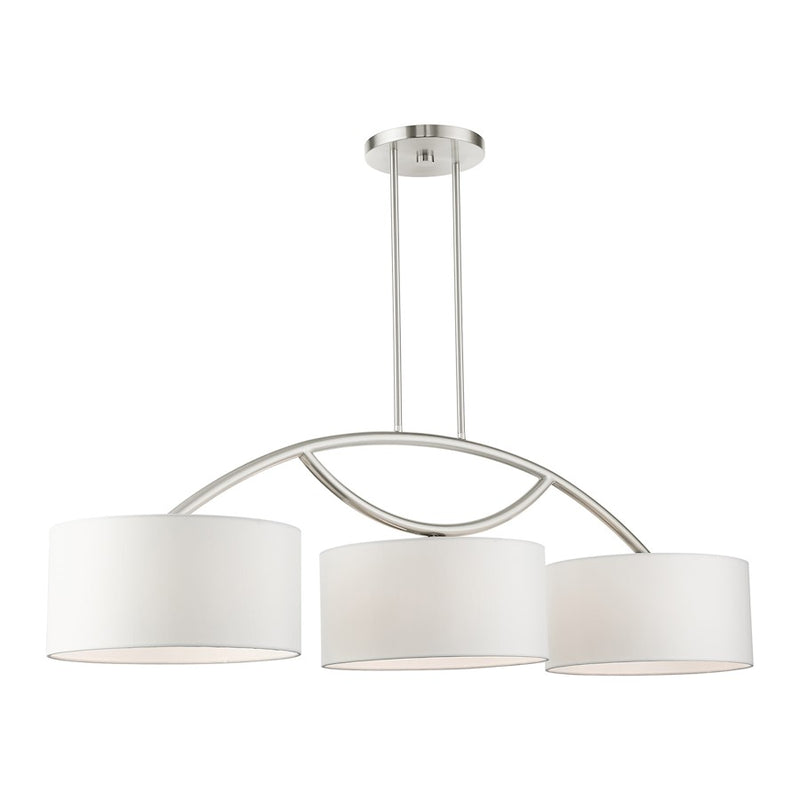 Livex Meridian 3 Light Linear Arched Chandelier, Brushed Nickel