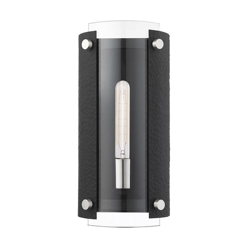 Livex Barcelona 1 Light Sconce, Black with Nickel Accents/Clear