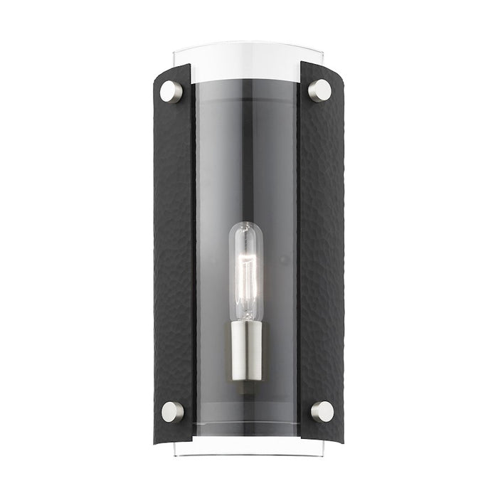 Livex Barcelona 1 Light Sconce, Black with Nickel Accents/Clear