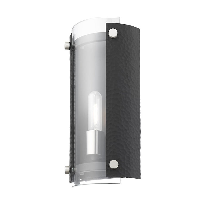 Livex Barcelona 1 Light Sconce, Black with Nickel Accents/Clear