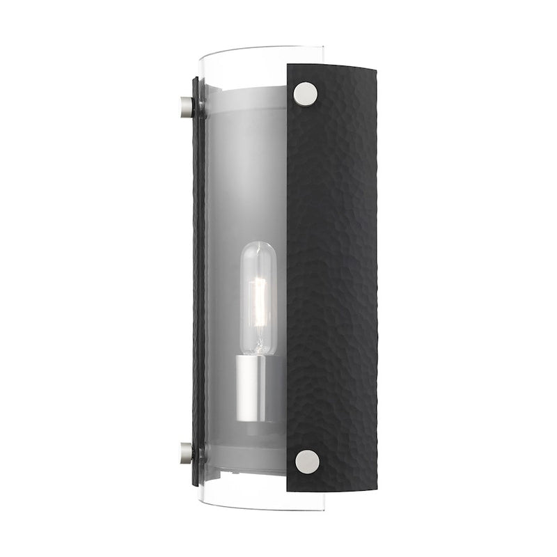 Livex Barcelona 1 Light Sconce, Black with Nickel Accents/Clear
