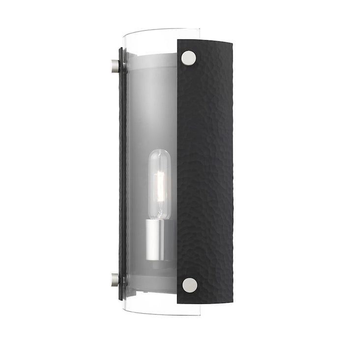 Livex Barcelona 1 Light Sconce, Black with Nickel Accents/Clear