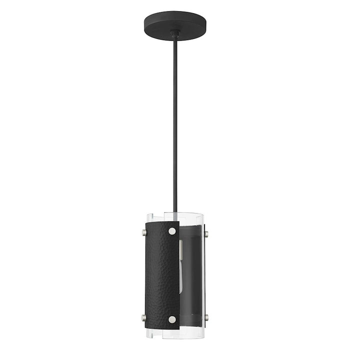 Livex Barcelona 1 Light Pendant, Black with Nickel Accents/Clear