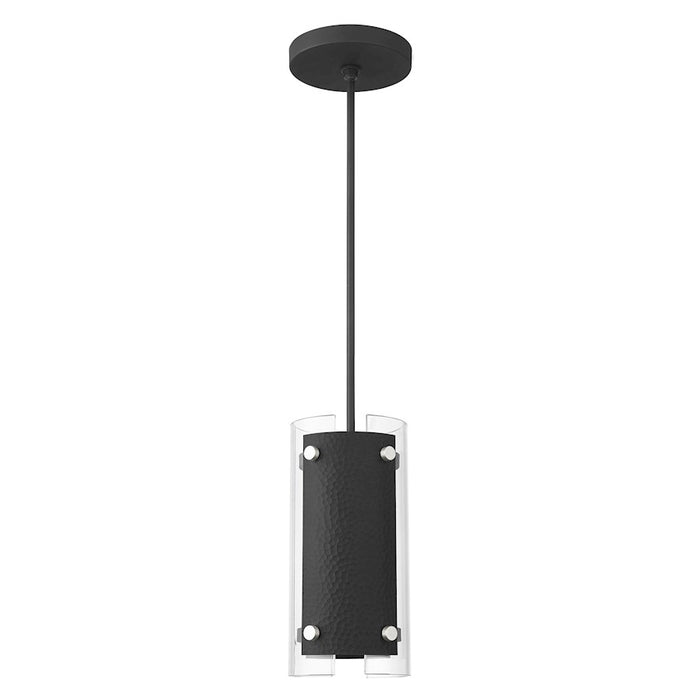 Livex Barcelona 1 Light Pendant, Black with Nickel Accents/Clear