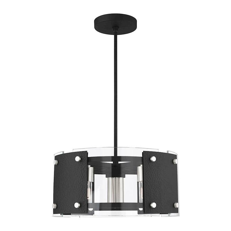 Livex Barcelona 7 Light Pendant Chandelier, Black/Nickel/Clear