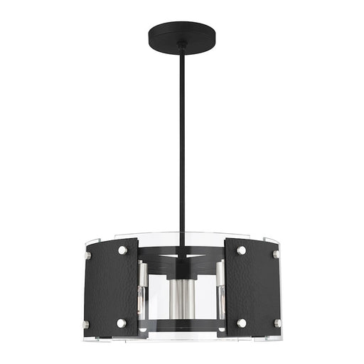Livex Barcelona 7 Light Pendant Chandelier, Black/Nickel/Clear
