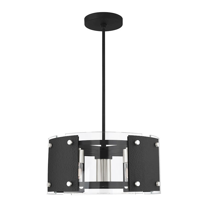 Livex Barcelona 7 Light Pendant Chandelier, Black/Nickel/Clear