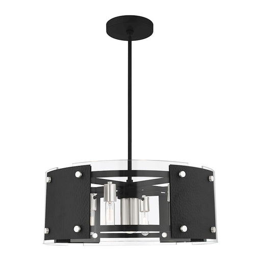 Livex Barcelona 7 Light Pendant Chandelier, Black/Nickel/Clear