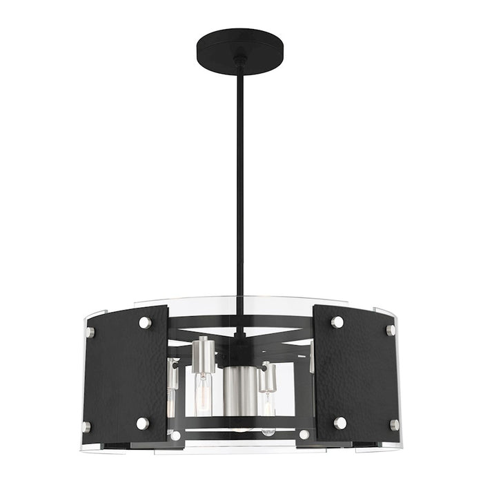 Livex Barcelona 7 Light Pendant Chandelier, Black/Nickel/Clear