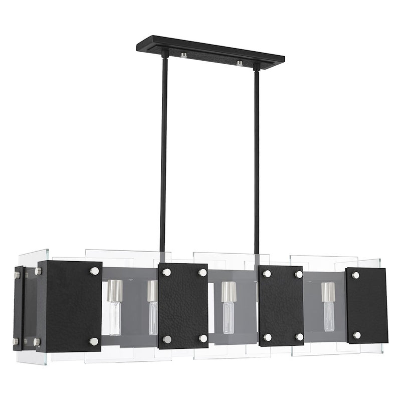 Livex Barcelona 8 Light Linear Chandelier, Black/Nickel Accents/Clear