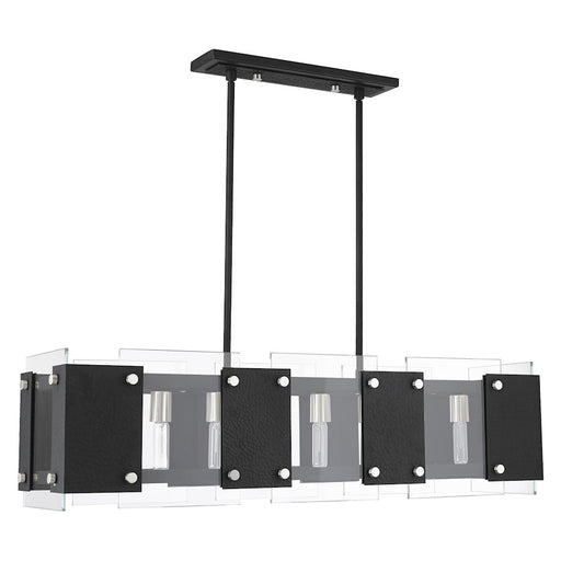 Livex Barcelona 8 Light Linear Chandelier, Black/Nickel Accents/Clear