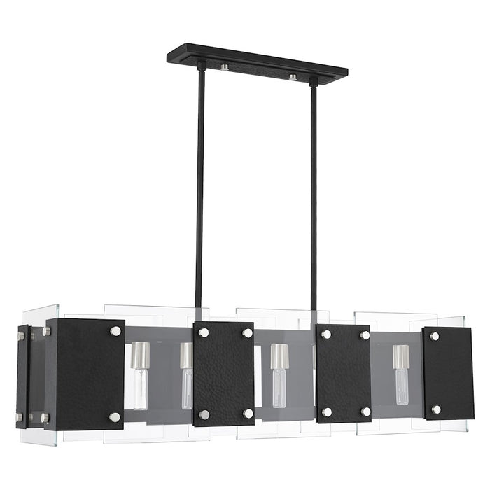 Livex Barcelona 8 Light Linear Chandelier, Black/Nickel Accents/Clear