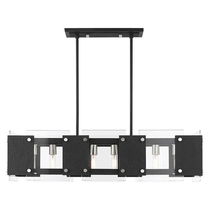 Livex Barcelona 8 Light Linear Chandelier, Black/Nickel Accents/Clear